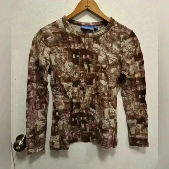 Simply Vera Vera Wang Tops - SimplyVera Vera Wang women’s long sleeve top abstract print brown size petite S